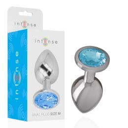 INTENSE - ALUMINUM METAL ANAL PLUG WITH BLUE GLASS SIZE M 2
